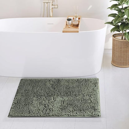 Hearth & Harbor Bathroom Rugs, Chenille Bath Mat - Machine Washable Bath Mats for Bathroom Non-Slip Backing Rubber, Quick Dry Bathroom Mat