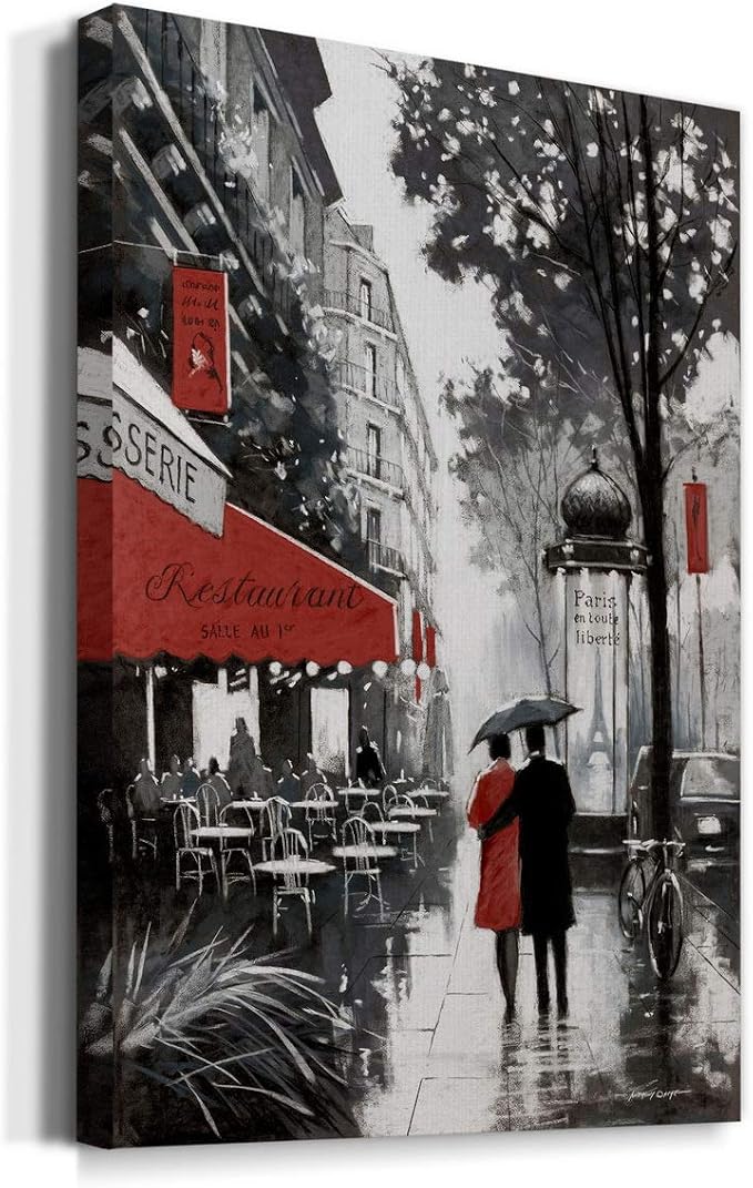 Renditions Gallery Canvas Nature Wall Art Paintings for Wall Decorations Winter Paris Lovers Inspirational Romantic Canvas Artwork Prints for Bedroom Living Room Office Kitchen - 12"x18" LT02