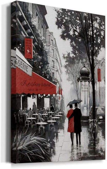 Renditions Gallery Canvas Nature Wall Art Paintings for Wall Decorations Winter Paris Lovers Inspirational Romantic Canvas Artwork Prints for Bedroom Living Room Office Kitchen - 12"x18" LT02