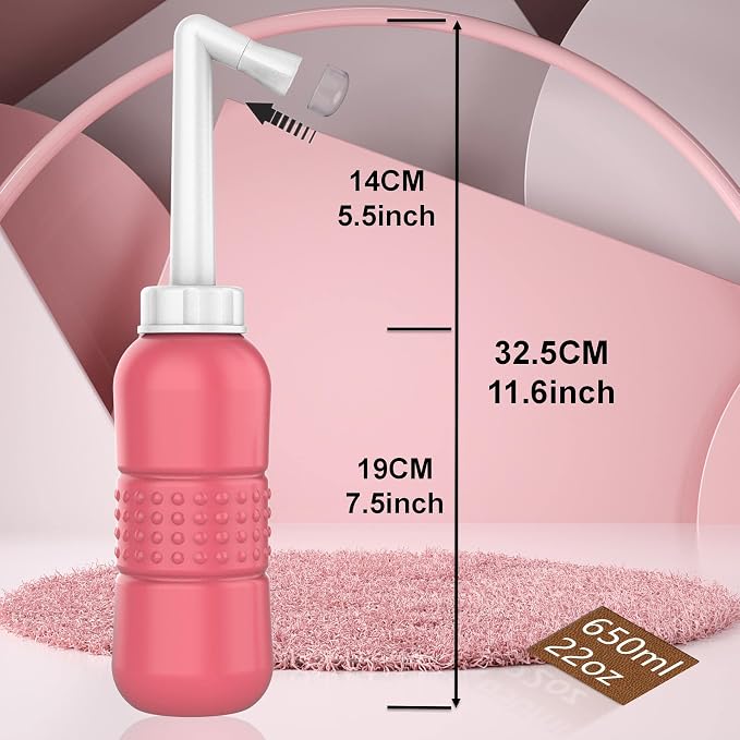 2PCS-Pack Portable Bidet for Travel Bidet Bottle+ Green Pocket Cleaner Backpack Camping Bidets , with Water Seal Cap + Storage Bag ,Peri Bottle for Postpartum Essentials