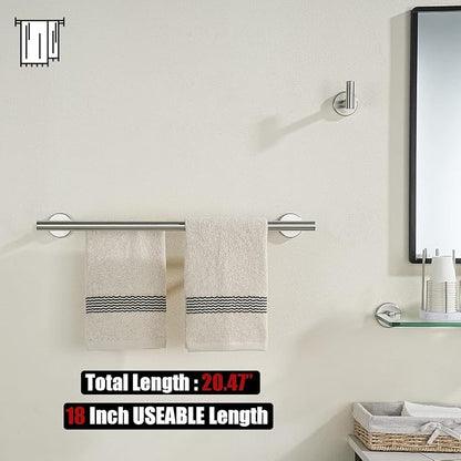 JQK Double Bath Towel Bar, 20.5 Inch 304 Stainless Steel Thicken 0.8mm Towel Rack Bathroom, Towel Holder Brushed Finished Wall Mount, Useable Length 18 Inch, TB100L18-BN