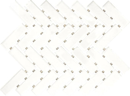 1" x 3" Ceramic Herringbone Mosaic in Semi-Gloss Arctic White for Kitchen Backsplashes, Bathroom Walls, Decorative Accents | (10 PC Per Carton) (6 SQFT Per Carton)