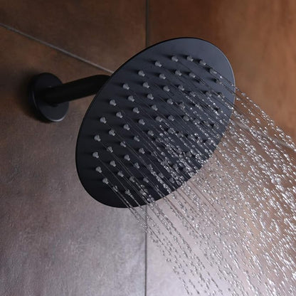 SUMERAIN Matte Black Shower Faucet Set, 8 Inches Rain Shower Head | Anti-scald Pressure Balance Cartridge, Non-return Check Valves, Single Handle