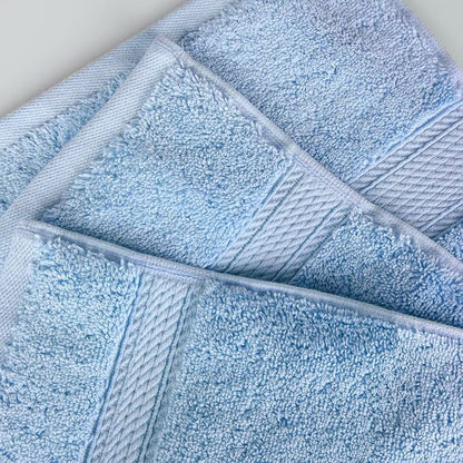 Superior Egyptian Cotton Plush & Absorbent, Face Towel Set of 6, Light Blue | Quick Dry, Soft Luxury Towel Set, Bath Essentials for Bathroom, Guest Bath, Spa, 2 Piece Face, Madeline Towels