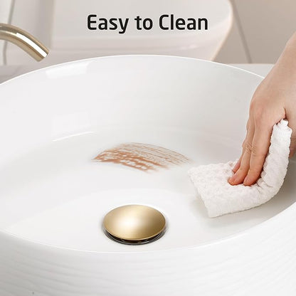 KES Bathroom Vessel Sink, Bowl Sink for Bathrooms 16 Inch Sink Bowl for Bathroom Vanity, Bathroom Sinks Above Counter RV Bathroom Countertop Round Ceramic White, BVSC138