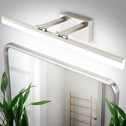 SOLFART Bathroom Lights Over Mirror: 32 Inch Bathroom Vanity Light- Brushed Nickel 6000K LED Hardwired Install Adjustable 180 Degree Bar IP44 Damp Rated ETL Certified