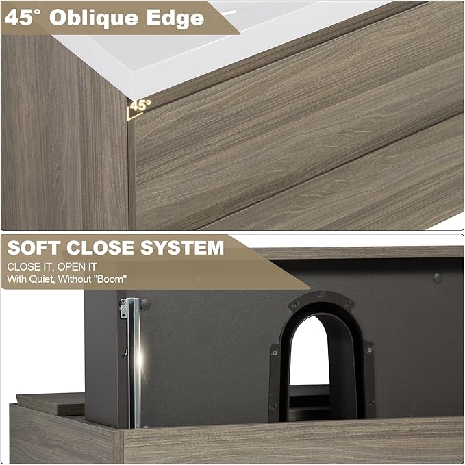 Wall Mounted 36 Inch Bathroom Vanity with Sink, Floating Vanity Bathroom, Single Sink Bathroom Vanity, 2 Drawers, Resin Integrated Sink (Ash Grey)