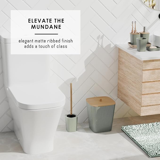 Clara Clark Bathroom Accessories Set - Bathroom Set, Bathroom Sets with Shower Curtain and Rugs, Shower Curtain Set with Trah Can - Ombre Sage Green - 22PC | 22 Piece Ombre Sage Green Bathroom Accessories Set with Toothbrush Holder, Soap Dispenser, Toi...