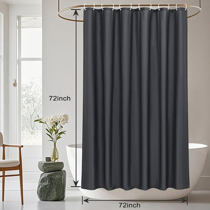 AooHome Standard Shower Liner, Solid Polyester Fabric Solid Shower Curtain Liner for Hotel with Hooks, Water Repellent, Weighted Hem, Charcoal, 72x72 inch