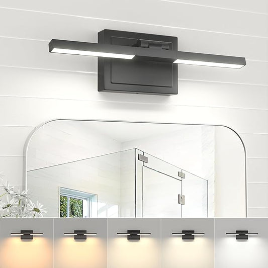 NIORSUN 15.7 Inch Modern Bathroom Light Fixture, 20W 5CCT Dimmable LED Black Bathroom Vanity Lights Over Mirror, Vanity Lights for Bathrooms Restroom Mirror- ETL Certified