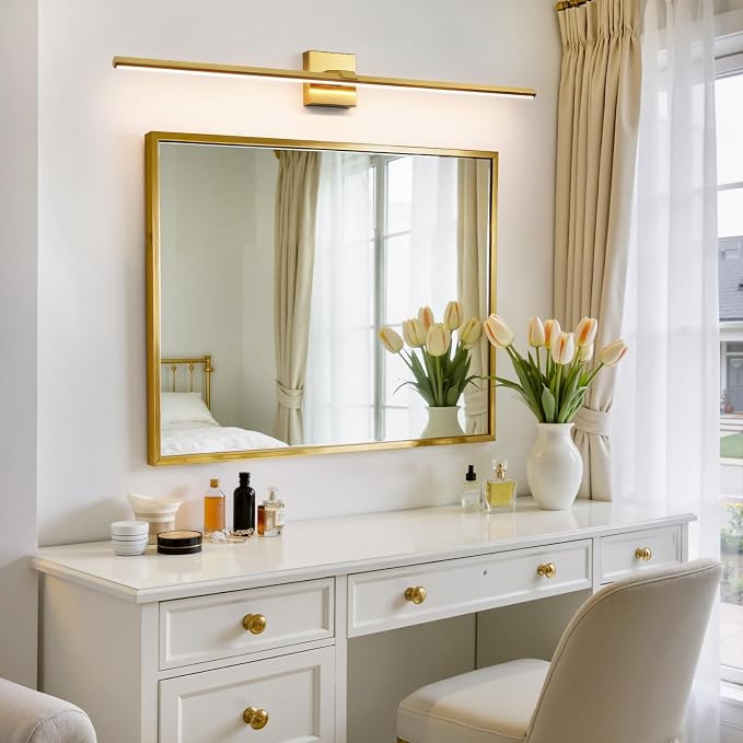Modern Bathroom Light Fixtures Over Mirror - 39 Inch Brushed Gold Vanity Light Bar 28W Dimmable 5CCT LED Vanity Lights for Bathroom Mirror Cabinets Bedroom