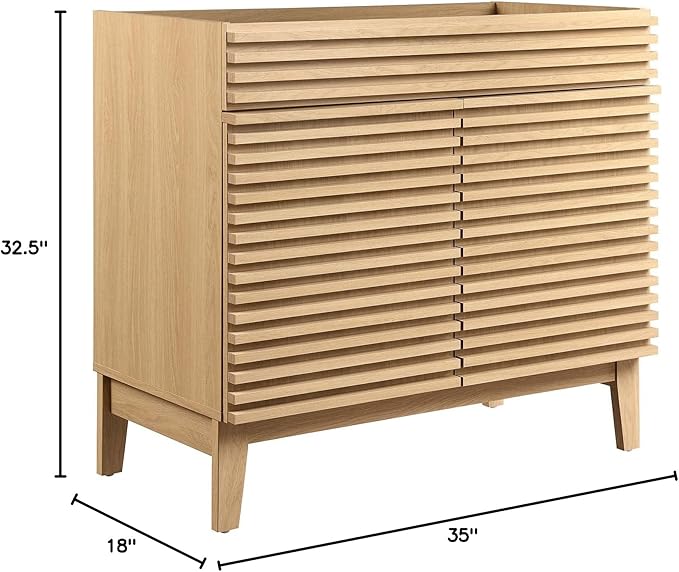 Modway Render 36" Bathroom Vanity Cabinet in Oak - Sink Basin Not Included