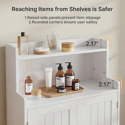 Gizoon 40" H Bathroom Storage Cabinet with 2 Adjustable Shelves, White | Freestanding Organizer with 2 Doors, Floor Pantry Cabinet for Dining Room, Kitchen, Living Room, Hallway