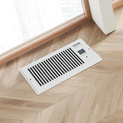 VEVOR Register Booster Fan, Quiet Vent Booster Fan Fits 4” x 10” Register Holes, with Remote Control and Thermostat Control, Adjustable 10-Speed for Heating Cooling Smart Vent, White