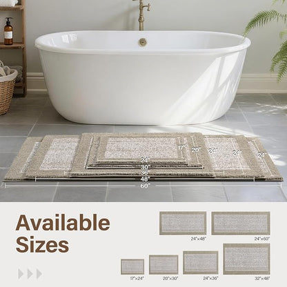 Bathroom Rugs 24x17 Non Slip Washable, Bath Mat for Bathroom Floor Tub, Soft Absorbent Quick Dry Mats for Shower, Bathtub, Home Decor（Greige）