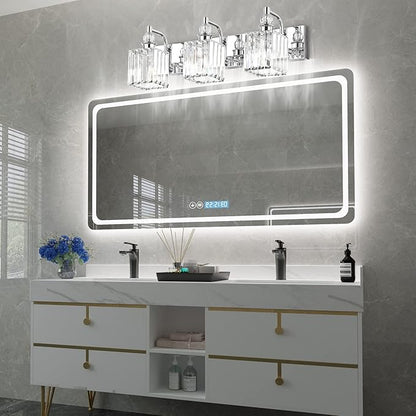 Ralbay Modern Crystal Vanity Light 3 Light 24''Bathroom Lights Fixtures Over Mirror Chrome Vanity Light for Bathroom Wall Lighting