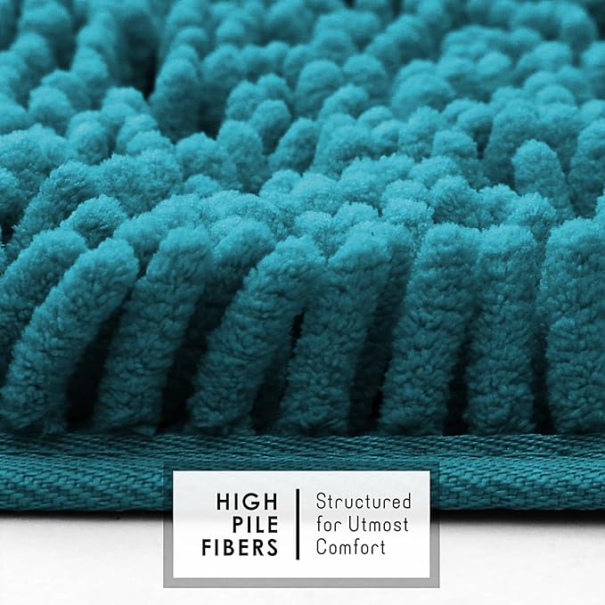 Hearth & Harbor Bathroom Rugs, Chenille Bath Mat - Machine Washable Bath Mats for Bathroom Non-Slip Backing Rubber, Quick Dry Bathroom Mat