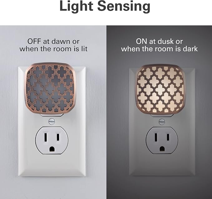 Lights By Night Plug in Night Light with Dusk to Dawn Sensor, 2 Pack | UL-Certified, Home Decor, Ideal for Bedroom, Bathroom, Kitchen, Hallway, 55164, 2 Pack
