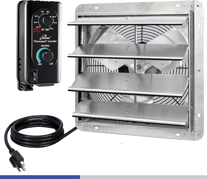 iLiving 16" & 12" Wall Mounted Shutter Exhaust Fans, Automatic Shutter