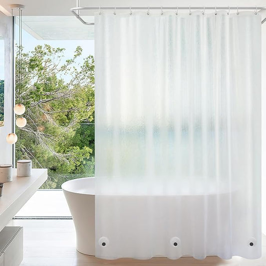 Shower Curtain Liner, 4G PEVA Shower Liner, Plastic Peva Waterproof Shower Curtains, 72x72 inch with Grommet Holes 3 Magnetic Weights