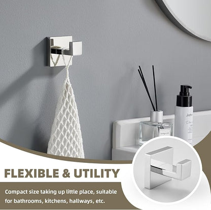 Suyar Polished Chrome Bathroom Hardware Set, Bathroom Accessories 4 Pieces | Include Robe Hook, Toilet Paper Holder, Hand Towel Holder, Towel Bar, SUS304 Stainless Steel, Wall Mounted