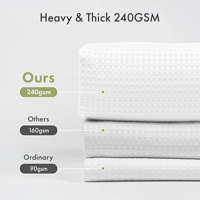AmazerBath Extra Long Shower Curtain 90 Inches Long, White Shower Curtain Extra Tall 72x90 Inches, Fabric Shower Curtains for Bathroom, Heavy Duty 240G Waffle Textured, Rustproof Metal Grommets