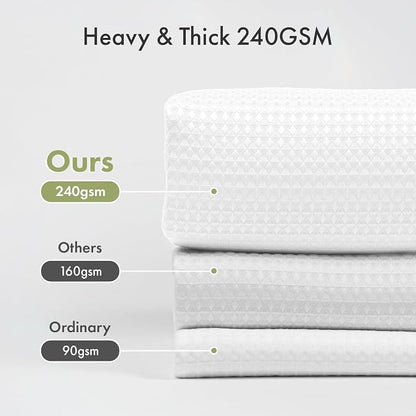 AmazerBath Extra Long Shower Curtain 90 Inches Long, White Shower Curtain Extra Tall 72x90 Inches, Fabric Shower Curtains for Bathroom, Heavy Duty 240G Waffle Textured, Rustproof Metal Grommets