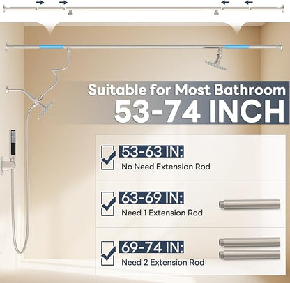 Dual Shower Head for Couples with 6-Mode Diverter, Brushed Nickel | 304 Stainless Steel, Adjustable High Pressure Double Shower Head, Couples Gift, Renter-Friendly, Fits 53"-74" Wide Bathrooms