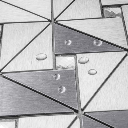 DICOFUN 10-Sheet Peel and Stick Backsplash Metal Tile, Mixed Glass Self-Adhesive Mosaic Tiles, Stainless Steel Stick on Wall Tiles for Kitchen and Bathroom Backspalsh, Mirror Décor