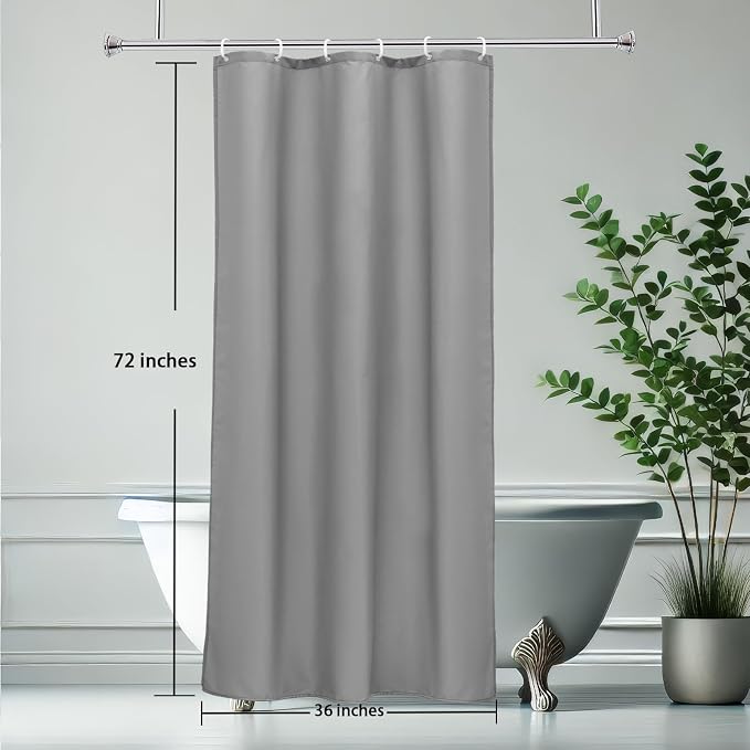 AooHome 36 Width x 72 Height Inch Stall Size Shower Curtain, Fabric Bathroom Curtain for Hotel, Water Repellent, Light Grey