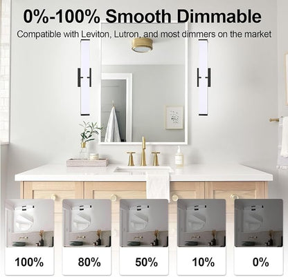 16 inch Bathroom Vanity Light 2700/3000/3500/4000/5000k Dimmable, Black Modern Matte for Vanity Lighting Over Mirror LED, Equivalent to Incandescent 200W, ETL Certificated (1 Pack)