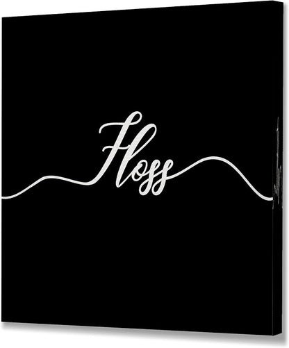 Renditions Gallery Black Floss Sign Bathroom Décor Gallery Wrapped Canvas Wall Art, 12x12,