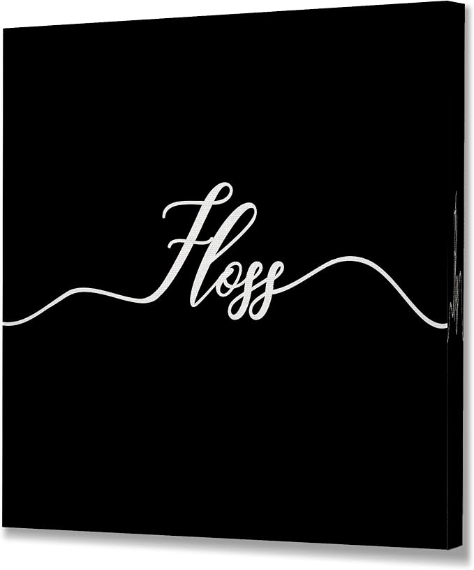 Renditions Gallery Black Floss Sign Bathroom Décor Gallery Wrapped Canvas Wall Art, 16x16,