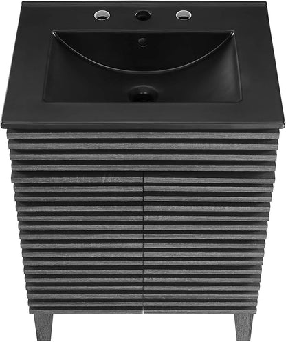 Modway Render 24" Bathroom Vanity with Sink in Charcoal Black