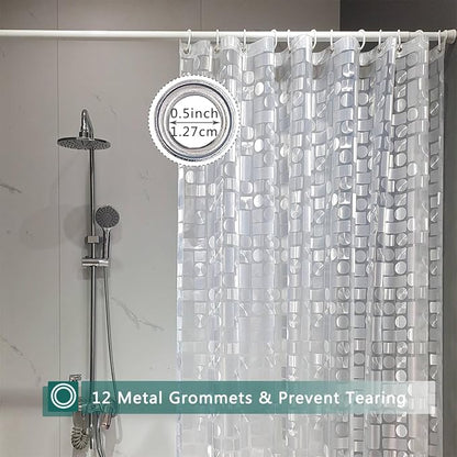 Shower Curtain Liner, 100% Waterproof Peva Shower Curtains with 3 Duty Heavy Bottom Magnets and 12 Rust Proof Grommets, 72x72 Weighted Shower Liner for Shower Stall, Bathtubs