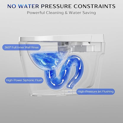 Smart Toilet, One Piece Toilet, Smart Toilet with Bidet Built In LED Display, Foot Sensor, Heated Bidet Seat, Blackout Flush, Warm Water and Dryer