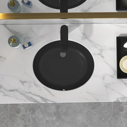 Sarlai Black Undermount Bathroom Sink - 19 x16 inch Oval Vessel Sink Under counter Lavatory Black Ceramic Vanity Sink with Overflow, Modern Art Basin, Interior Size 17-2/5" x 14-1/9"