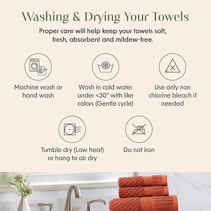 6 Pack 100% Cotton Hand Towels | Clay Towels | Oeko‑TEX Standard 100 | Soft & Absorbent, Quick‑Dry | Trinity Collection - Baked Clay