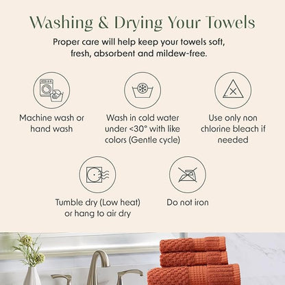 4 Pack 100% Cotton Bath Towels | Clay Towels | Oeko‑TEX Standard 100 | Soft & Absorbent, Quick‑Dry | Trinity Collection - Baked Clay