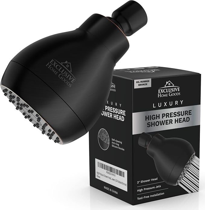 High Pressure Shower Head - Powerful Deluxe Bathroom Showerhead with Strong Spray Stream Universal Fit Works with High and Low Water Flow 1.8