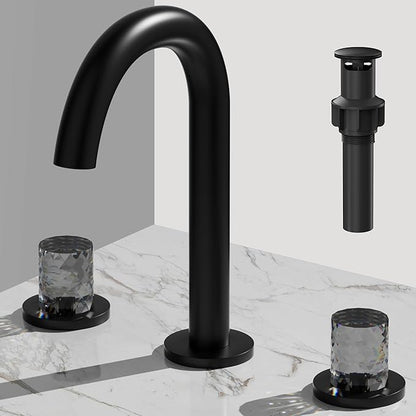 Bathroom Faucets for Sink 3 Hole, Bathroom Sink Faucet Widespread 8 Inch, Matte Black Faucet with Pop Up Drain and Hose