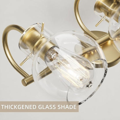 4 Lights Bathroom Vanity Light Fixtures Over Mirror Modern Gold | Wall Sconce,Brass Gold Painted,Globe Glass Shade,E26 Base,UL Certified,Anti-Rust,Damp Rated,Bathroom Bedroom Living Room