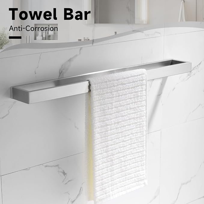 Brushed Nickel Towel Bar Set,5-Pieces Bathroom Hardware Accessories Set,Towel Racks Set for Bathroom 23.6 Inch Towel Bar Stainless Steel Wall-Mounted