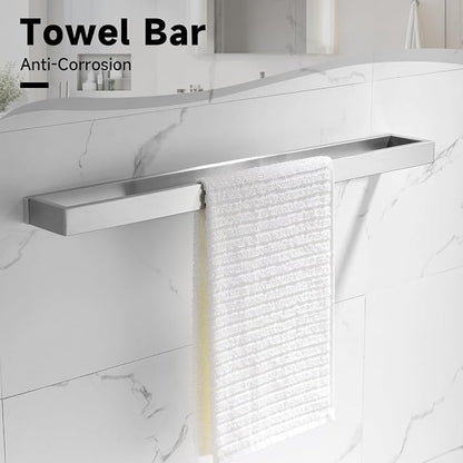 Brushed Nickel Towel Bar Set,5-Pieces Bathroom Hardware Accessories Set,Towel Racks Set for Bathroom 23.6 Inch Towel Bar Stainless Steel Wall-Mounted