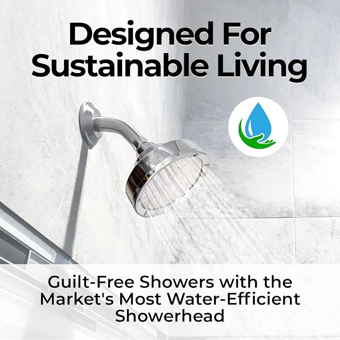 Water Saving High Pressure Bathroom Shower Head - Transform Your Shower Experience with our Luxury Shower Head - Low Carbon Footprint - Environmentally Friendly - Better USA Chrome Shower Head
