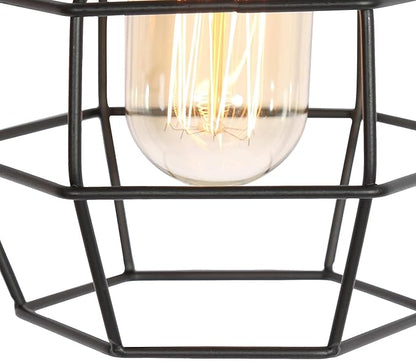 LALUZ Modern Farmhouse Mid-Century 3-Light Black and Gold Bathroom Vanity Light with Industrial Metal Cage