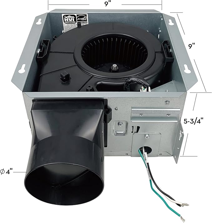 Good Housekeeping 84005 PowerFlow Pro Series 100 CFM 1.0 Sones Bathroom Exhaust Ventilation Fan with Light (4000K Integrated LED)