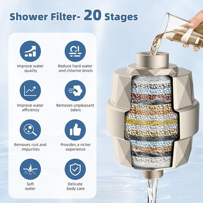 Metal Rain Filtered Shower Head with Handheld, 10" High-Pressure,10-Mode | Brushed Nickel, Rainfall Showerhead with 5" Handheld Powerful Wash, Adjustable 16" Extension Arm/71" Hose, 20-Stage Filter