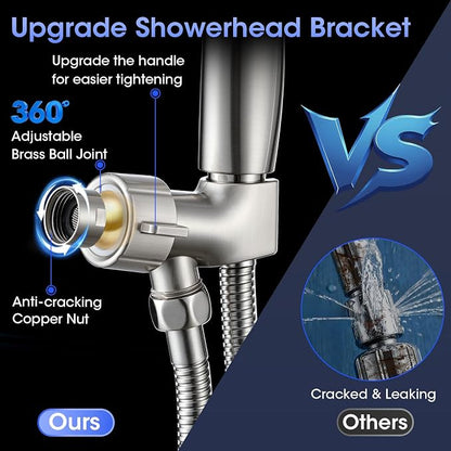 Shower Head with Handheld, High Pressure 10 Spray Modes, Brushed Nickel | Built-in Pause Function, Power Wash Mode, Anti-Clog Nozzles, 71 Inch Stainless Steel Hose, Adjustable Overhead Bracket