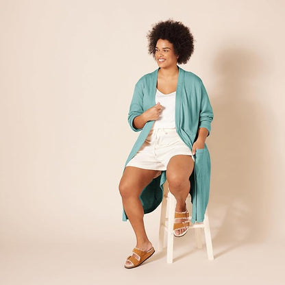 Amazon Essentials Women's Lightweight Cotton Waffle Mid-Length Bathrobe (Available in Plus Size)